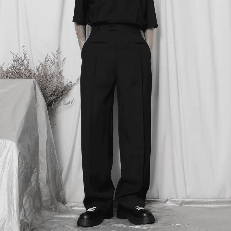 Long Pleated Formal Pocketed Pants